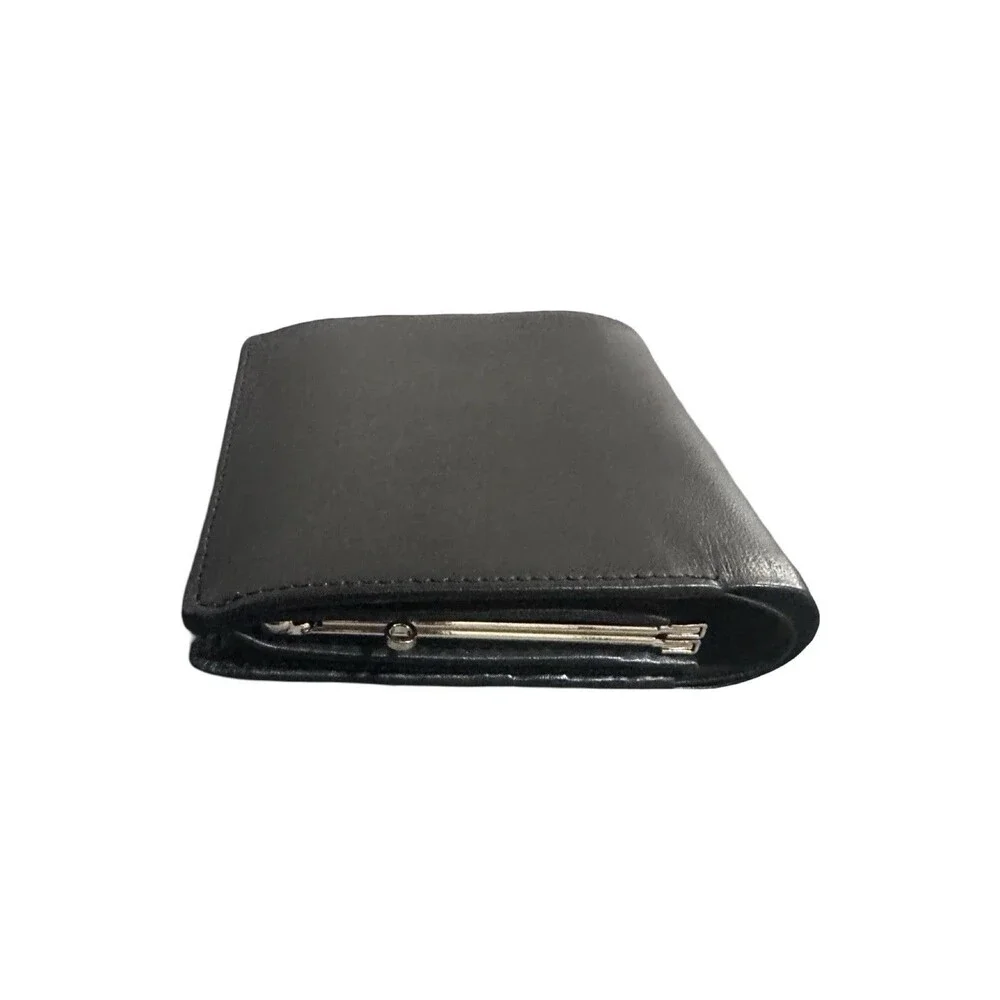 OMEGA NWOT Excellent Kisslock Wallet Compact Wallet Folded wallet Leather Black